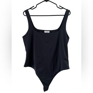 BABATON black square neck body suit tank top